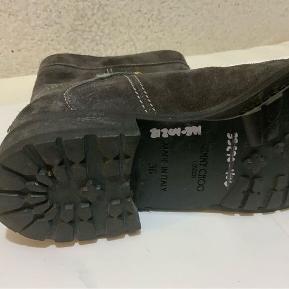 Jimmy Choo 132 Daze Waxed Toe Suede Chain Moto Combat Booties SZ 36/US 6 - Picture 7 of 13